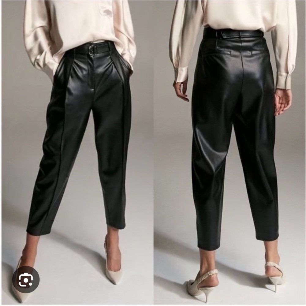 Babaton Black Cropped Leather Pants